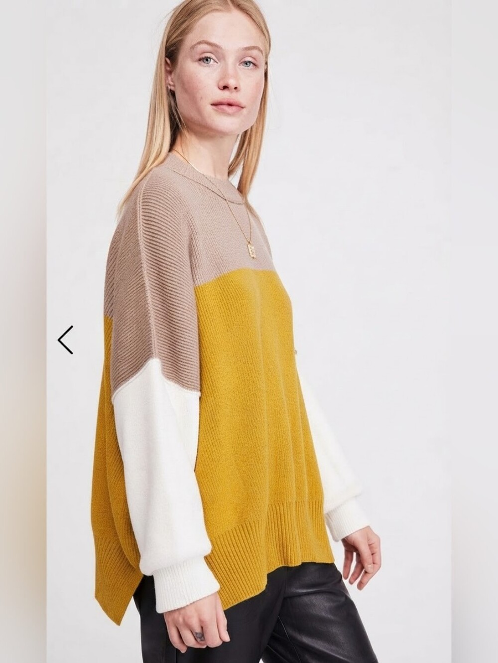 Free People Easy Street Colorblock Ribbed Knit Oversized Sweater Medium